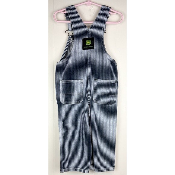 Toddler Boys John Deere Denim Striped 100% Cotton Overalls, Size 2T - Picture 6 of 8